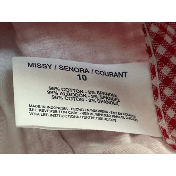 Bandolino Women’s Capri Skimmers Jeans Red & White Check Knees Skimmer Size 10 - Picture 9 of 16
